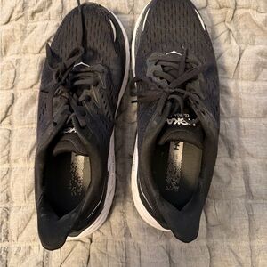 Hoka Black and White Athletic Shoes